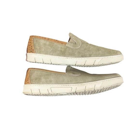 TB Phelps Men’s Suede Slip-On Shoes Tan Leather Trim SZ 9 Casual Comfort loafer - Picture 2 of 10